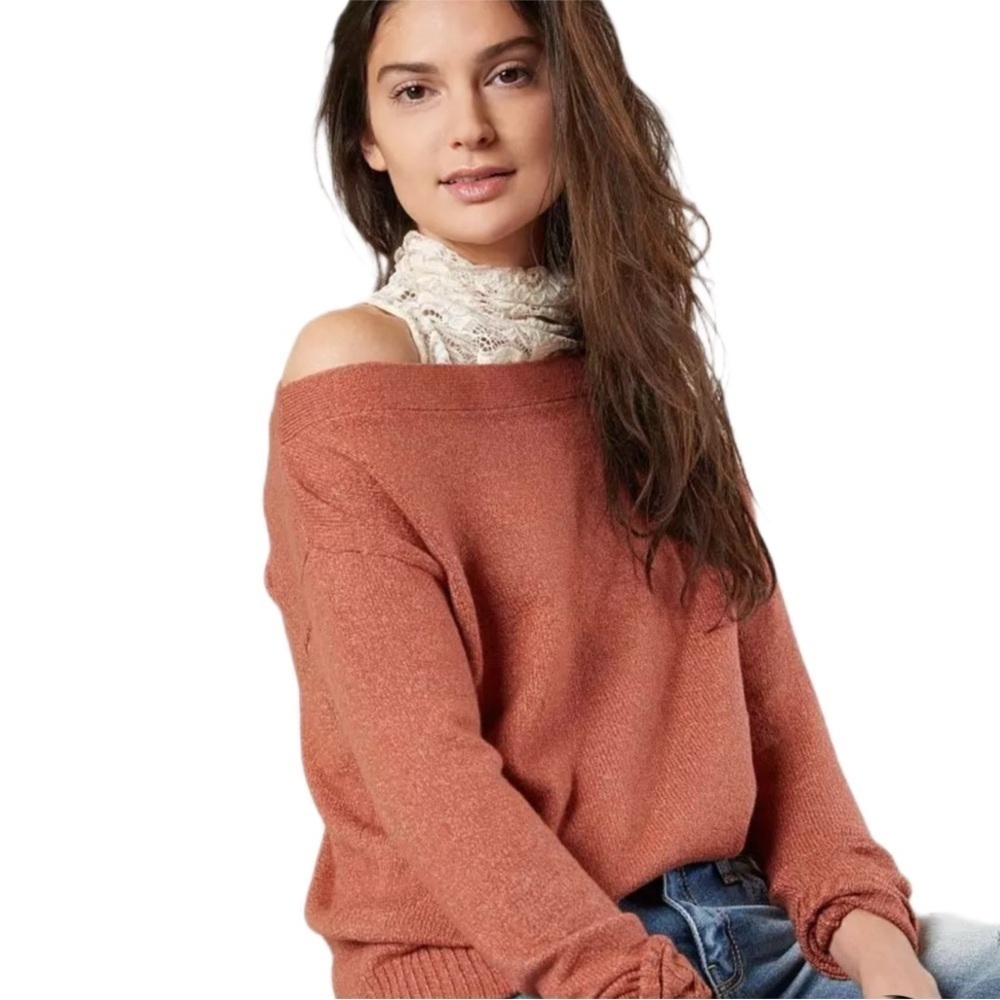 Buckle Black One Shoulder Orange Sweater Size Small